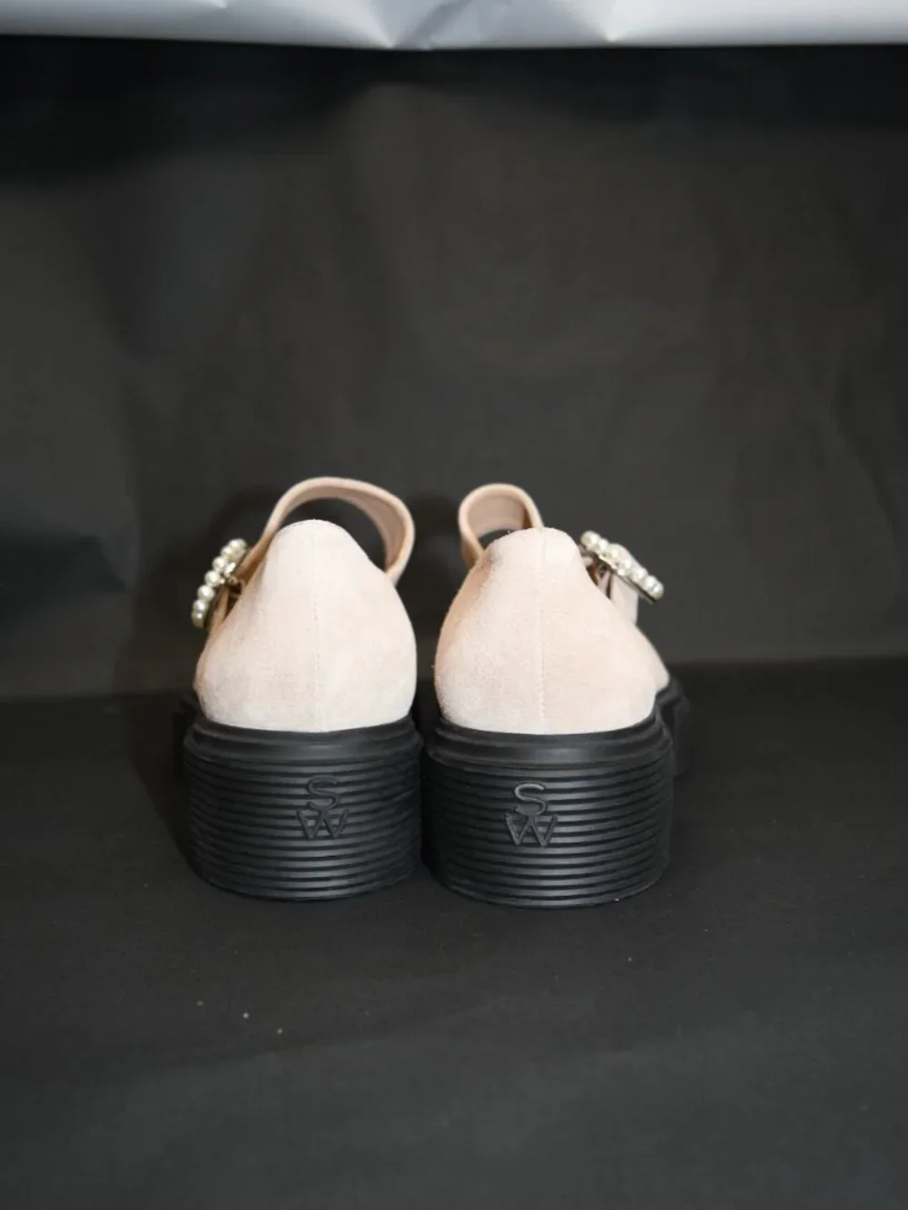 $600 STUART WEITZMAN NOLITA PLATFORM MARY JANE SABBIA NATURAL SUEDE 10 (PD17)
